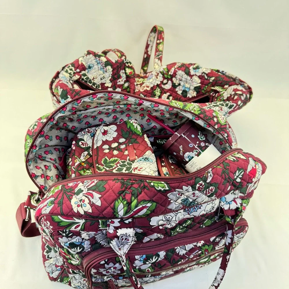 NEW Massive Lot of Vera Bradley Bordeaux Blooms Dragonfly Bags, Robe, Tumbler - Picture 12 of 16